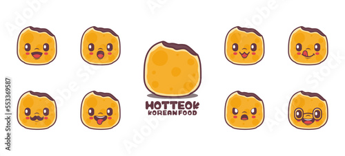 Hotteok cartoon. korean food vector illustration