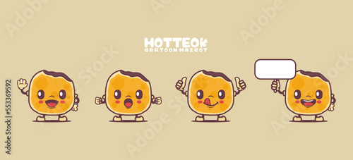 Hotteok cartoon mascot. korean food vector illustration photo