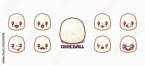 rice ball cartoon. food vector illustration