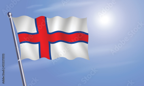 Faroe Islands flag against a blue sky