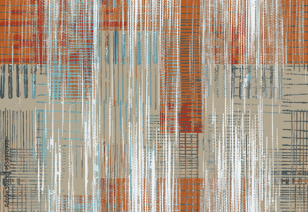Colorful ikat pattern in vintage style. Elegant ethnic background. Hand drawn oriental art. Seamless geometric vintage texture.
