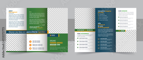 Lawn Care Services Tri Fold Brochure Template, Agro firming services Tri Fold Brochure Template design