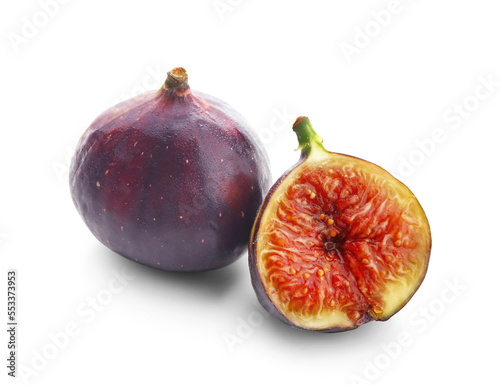Fresh ripe figs isolated on white background