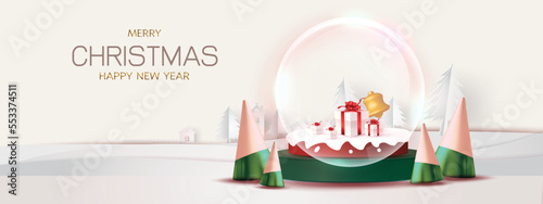 podium Christmas decorative design Red green and blue Studio Stand for Promotion Product
