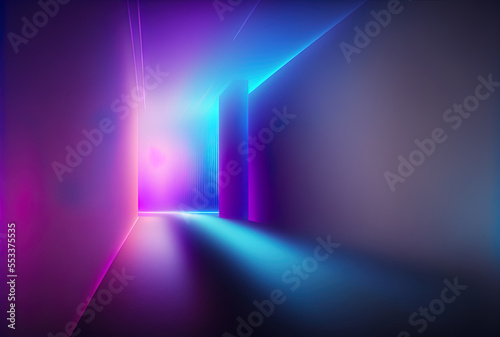 Background with a gradient and a blue and purple light effect. Generative AI