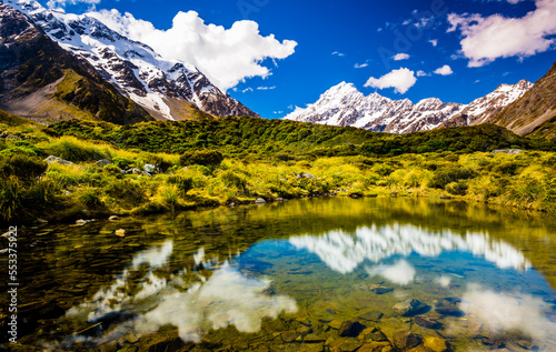 Mount Cook and Reflection in New Zealand