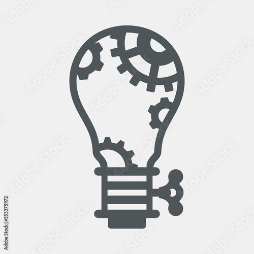 Steampunk Lamp bulb Gear vintage vector illustration cut
