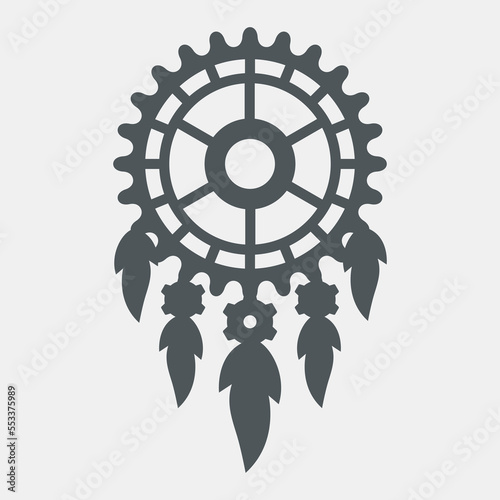 Steampunk gear Dreamcatcher ethnic quality vector illustration cut
