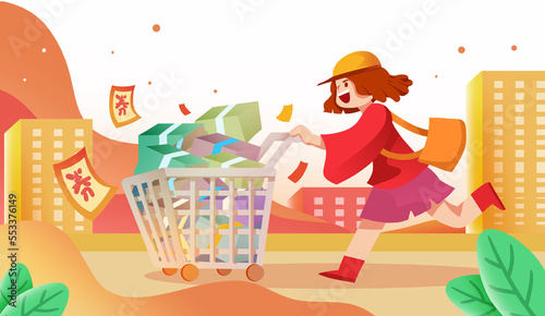 Cartoon hand painting activity Promotion shopping coupon Poster illustration