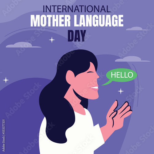 illustration vector graphic of a mother is saying something, perfect for international day, mother language day, celebrate, greeting card, etc.