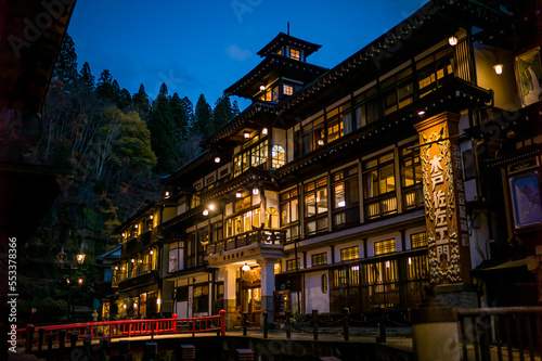 Εκτύπωση καμβά Ginzan onsen, Japan - November 11th 2017 - Photo of Historic wooden inn in Ginza