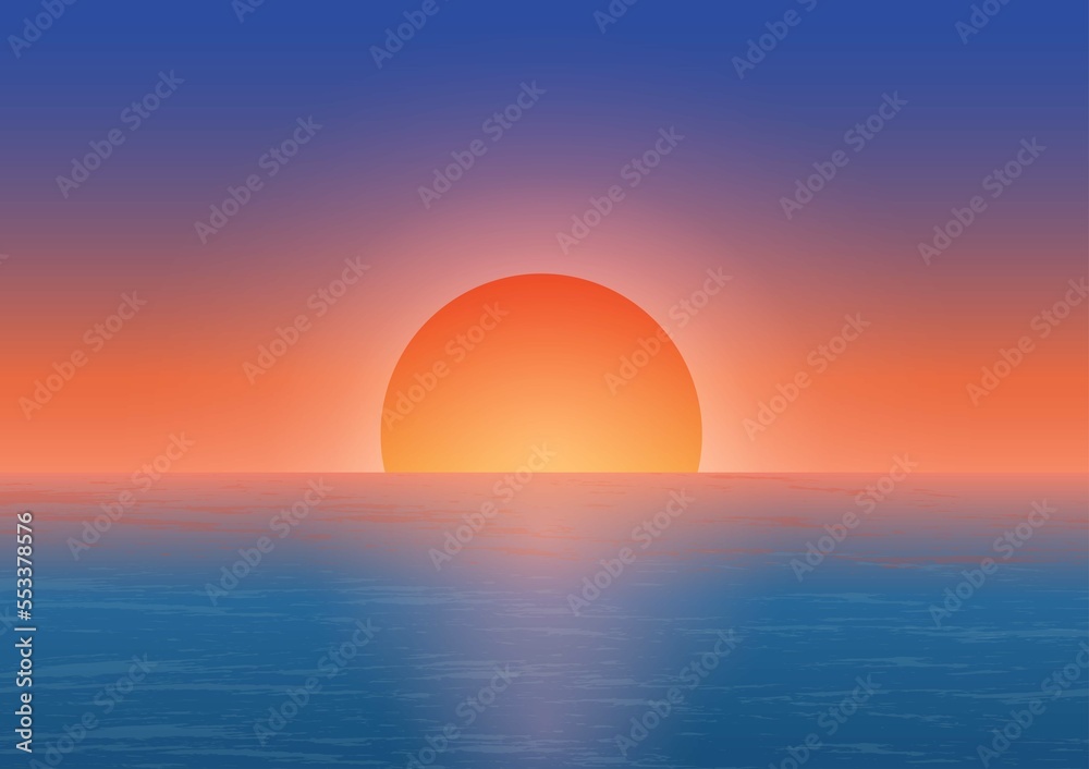 sunset over the sea background vector illustration