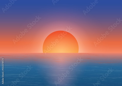 sunset over the sea background vector illustration © BillionsPhoto