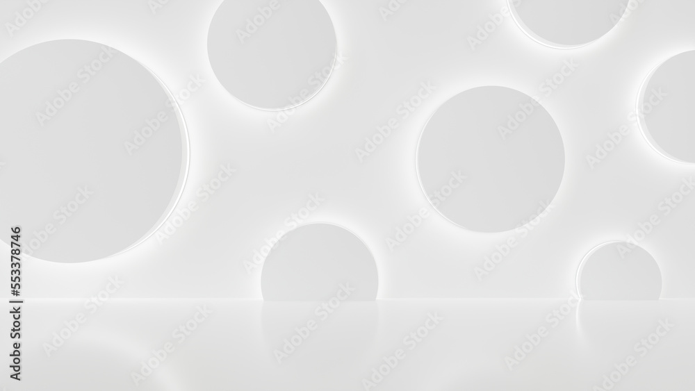 White cycle neon light design. 3D Render White cycle neon light design. 3D Render