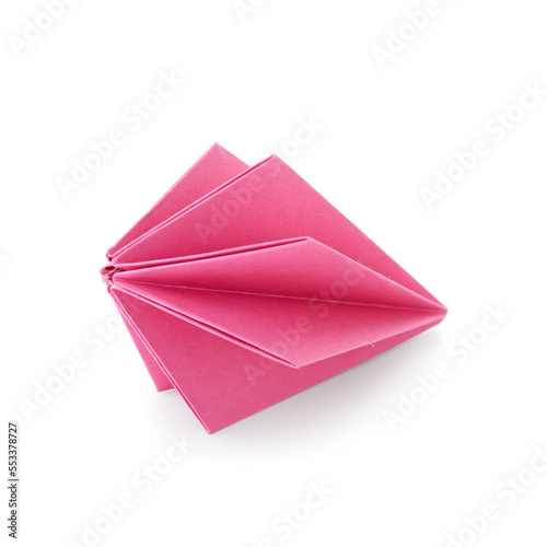 Pink paper Christmas ball on white background
