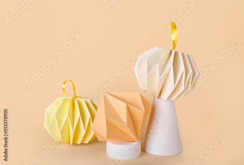 Three pastel origami paper ...