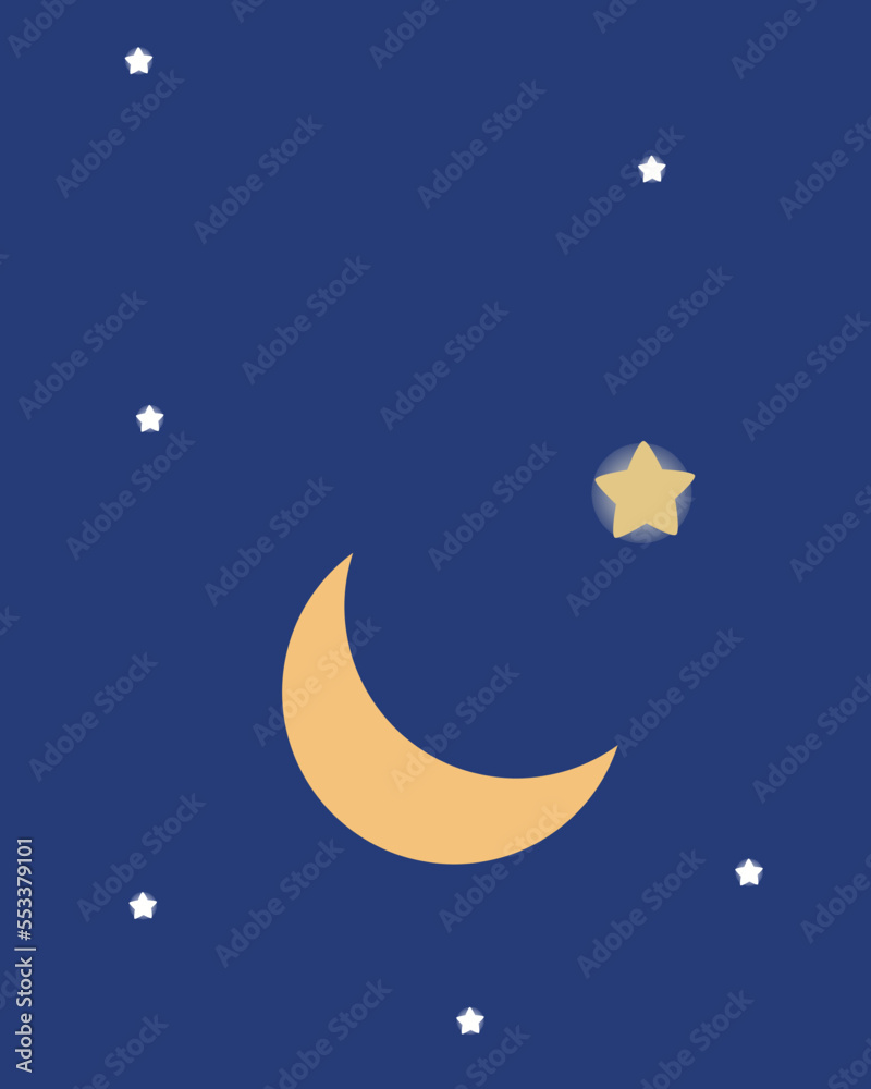 Night sky background with stars and moon too.