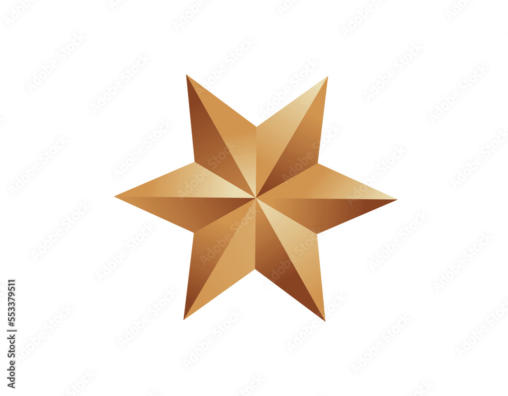 Bronze star christmas decoration isolated on transparent background Bronze star christmas decoration isolated on transparent background