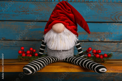Christmas gnome, fir branch...