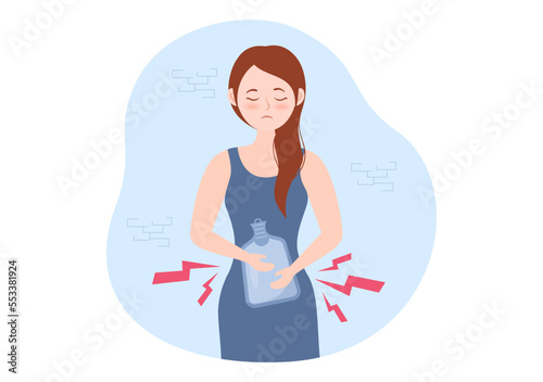 Endometriosis with Condition the Endometrium Grows Outside the Uterine Wall in Women for Treatment in Flat Cartoon Hand Drawn Templates Illustration