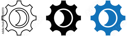 gear with moon icon. style symbol, vector illustration