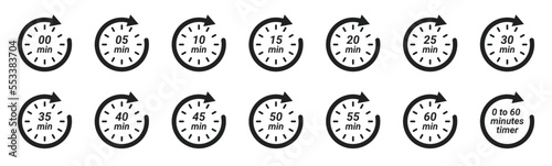 0 to 60 minutes arrow timer in clock wise direction