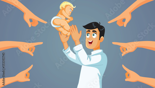 People Shaming Dad for Reckless Behavior Vector Cartoon Illustration

Careless irresponsible father being denounced to child protective services 

