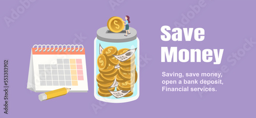 Glass money jar full of gold coins. Saving coin in moneybox. Growth, income, savings, investment. Symbol of wealth. Business success. 