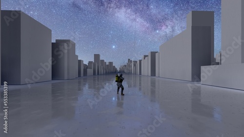 alone in the darkness of foggy places liminal space 3d render photo