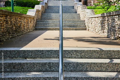 Limestone steps symmetrical leading into distance