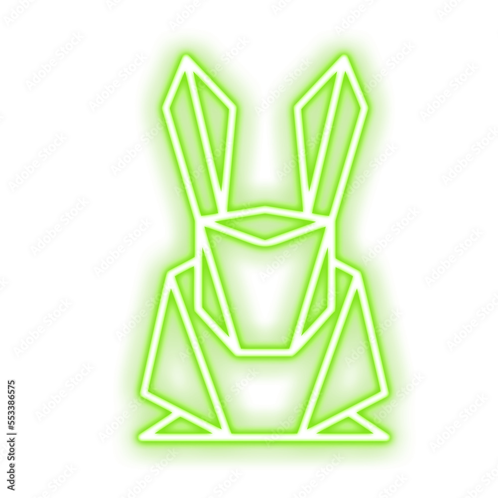 Line Rabit Neon rabbit origami geometric neon light line design. Stock Illustration ...