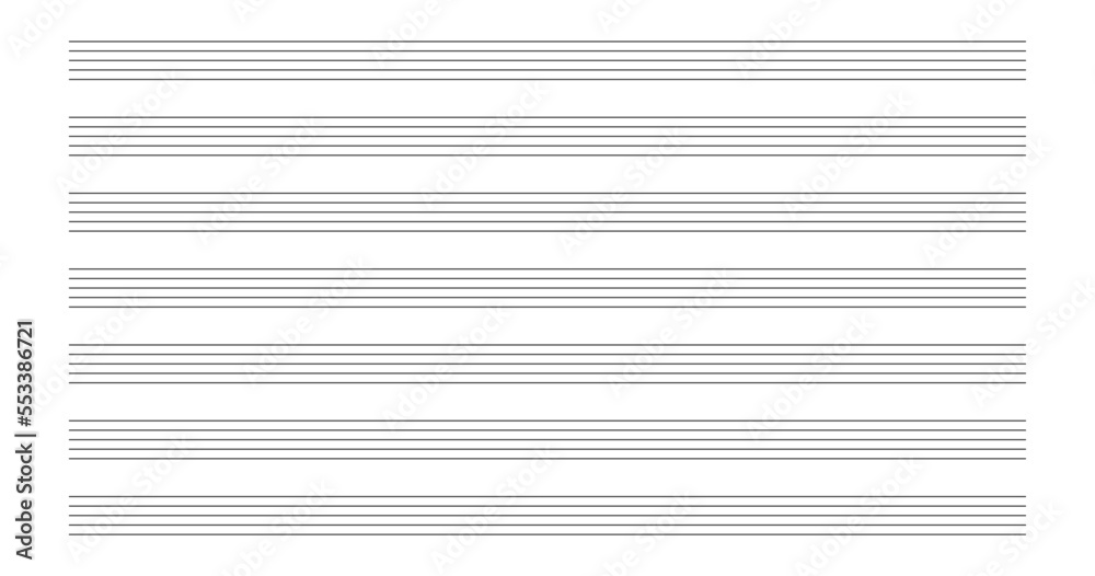 Music blank note stave. Blank classical music paper sheet for school. Note book line grid for melody and songs. Vector illustration isolated on white background. Music blank note stave. Blank classical music paper sheet for school. Note book line grid for melody and songs. Vector illustration isolated on white background.