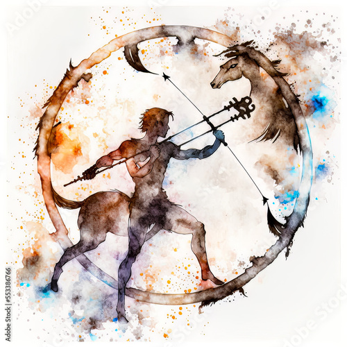 Beautiful astrological sign of Sagittarius, represented by a circular icon with pastel colors, ideal for horoscopes and astrological divination on a white background.