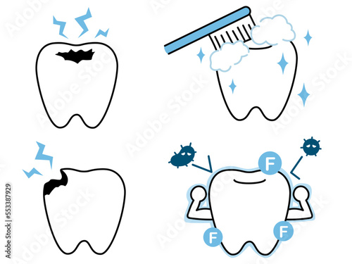 歯のアイコンイラスト3（青色）