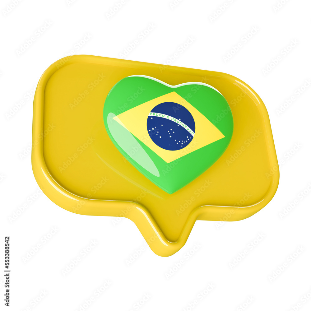 Brazil flag shape heart 3d