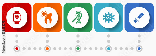 Healthcare vector icons, medicine and hospital flat design web buttons collection, business concept infographic template