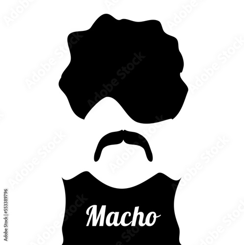 Man with mustache wearing macho t-shirt