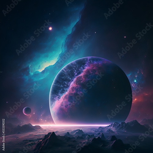 Space galaxy background with planets and stars