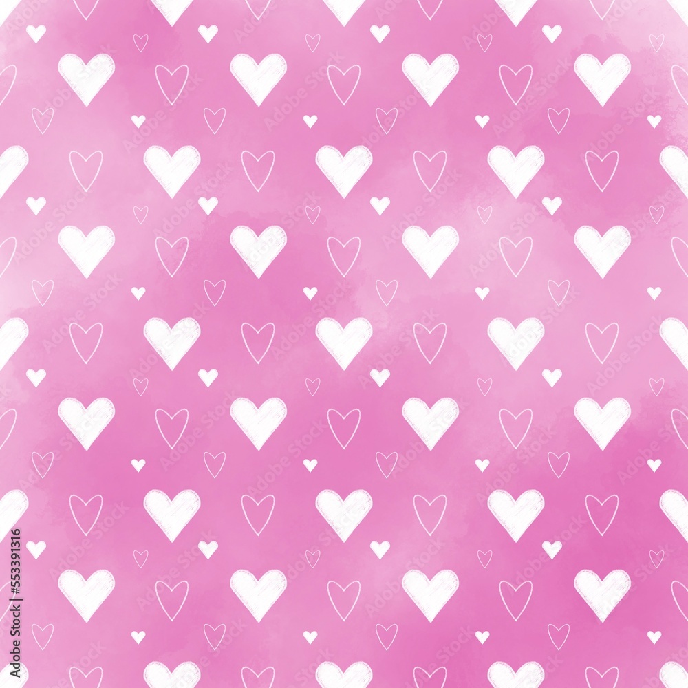 Valentine heart seamless drawings can be used in decorative design fashion clothes Bedding sets, curtains, tablecloths, gift wrapping paper