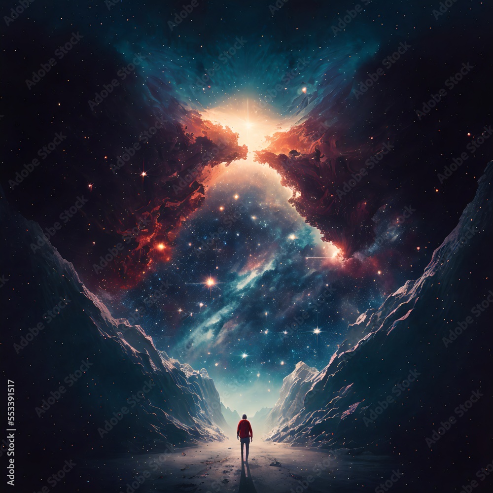 Fototapeta premium Space galaxy background with planets and stars