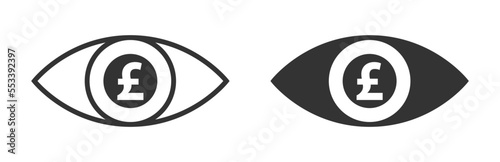 Pound sign in the eye icon. Vector illustration.