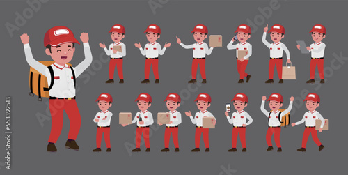 Delivery staff with different poses