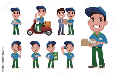 Delivery staff with different poses