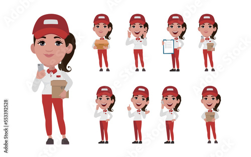 Delivery staff with different poses
