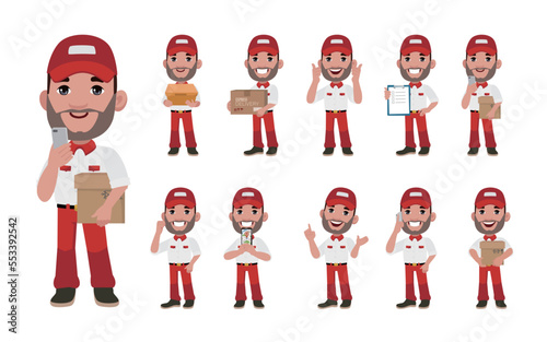 Delivery staff with different poses