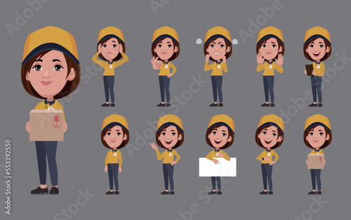 Delivery staff with different poses
