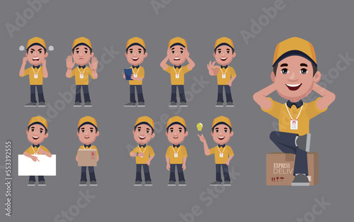 Delivery staff with different poses