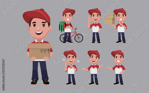 Delivery staff with different poses