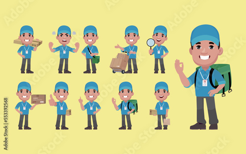 Delivery staff with different poses