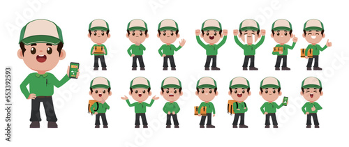 Delivery staff with different poses